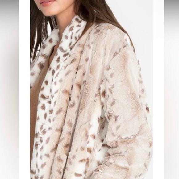 Johnny Was Artic Lynx faux fur coat jacket cardigan duster animal size L large - Picture 8 of 11